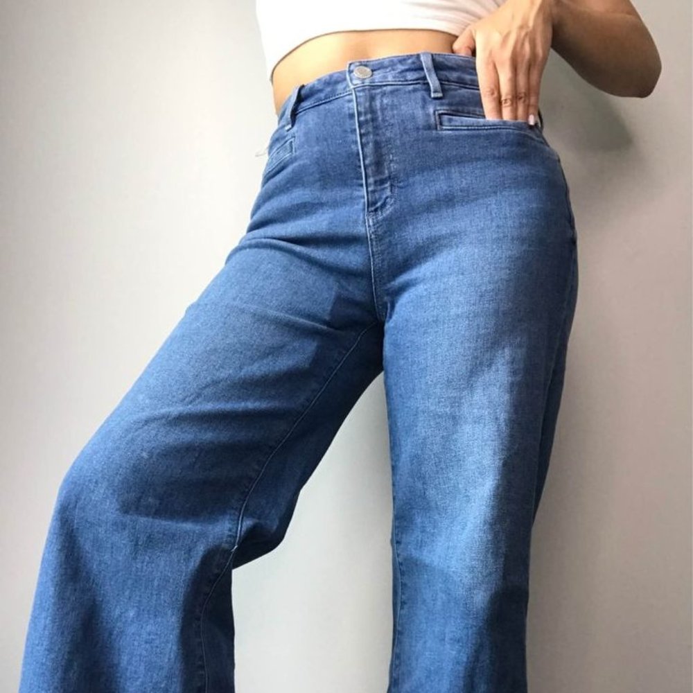 High waist wide leg cropped